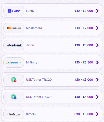 Zahlungsmöglichkeiten bei RoboCat Casino