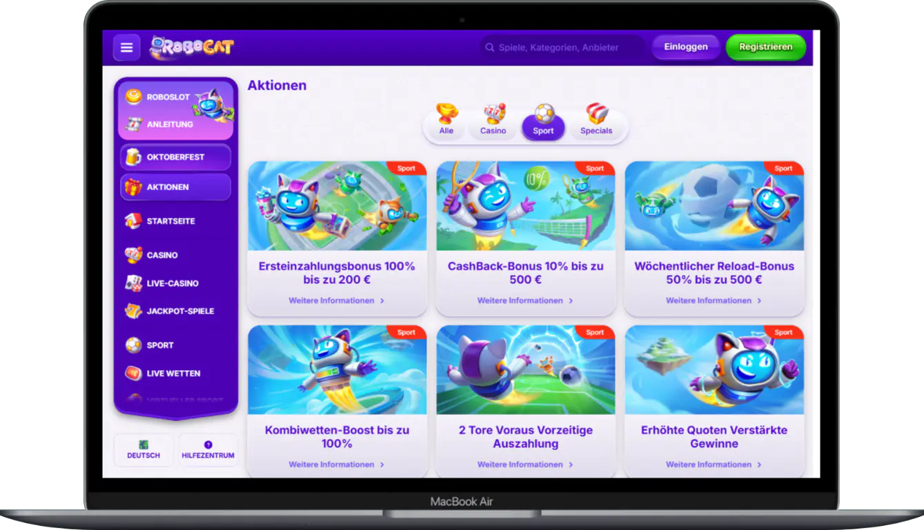 Sportwetten-Aktionen bei Robocat