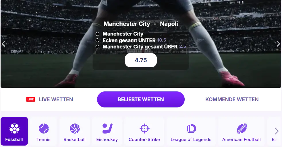 Sportwetten bei Robocat